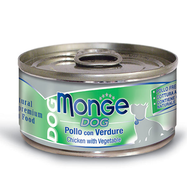 MONGE DOG CHICKEN FLAKES VEGETABLES suņu konservi Vista, dārzeņi 95g